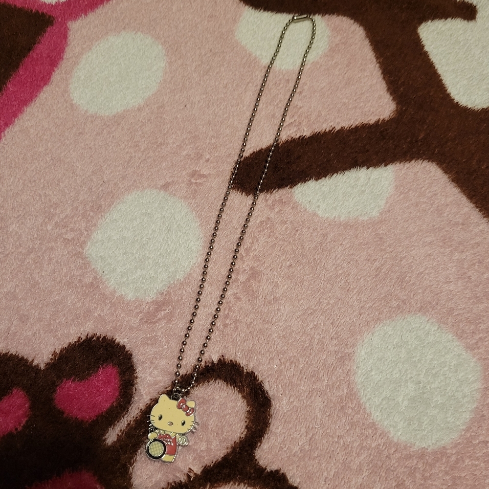 Sanrio Hello Kitty I Love Tennis Sports Pendant Necklace Silver Jewelry One Size